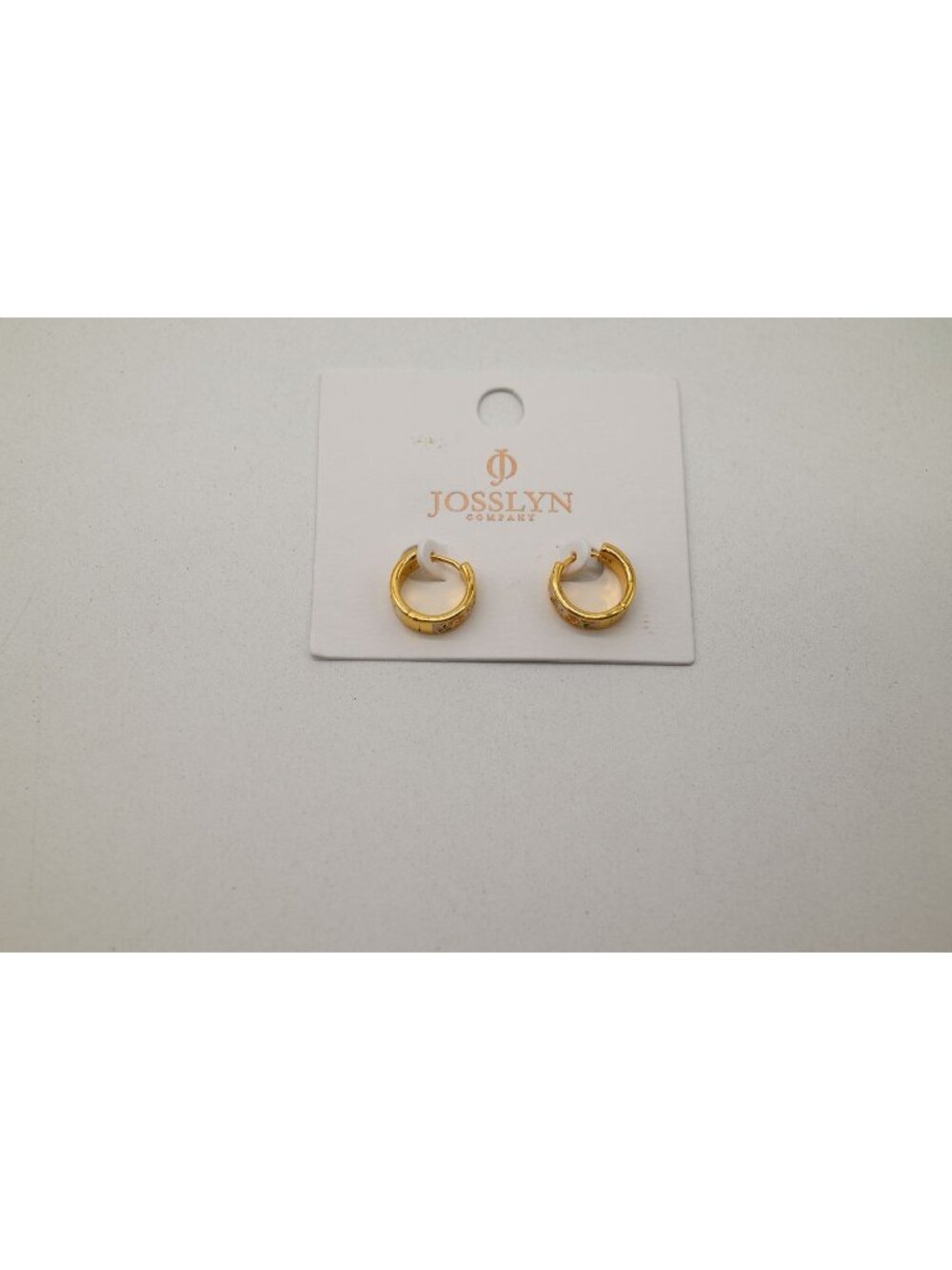 NWT Josslyn Vintage Cloisonné Floral Huggie Hoop Gold Tone Enamel Earrings
